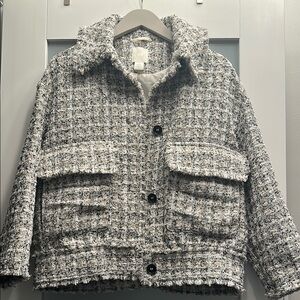 H&M Black and White Tweed Blazer